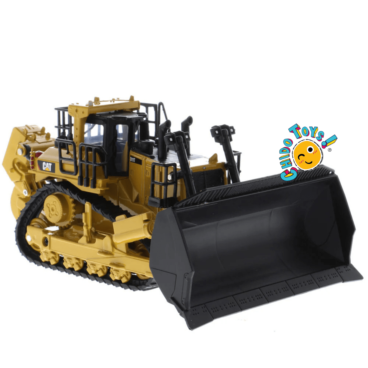 Caterpillar D11T Oficial a Escala 1:64 | Bulldozer de Metal con Accesorios Intercambiables - Chido Toys