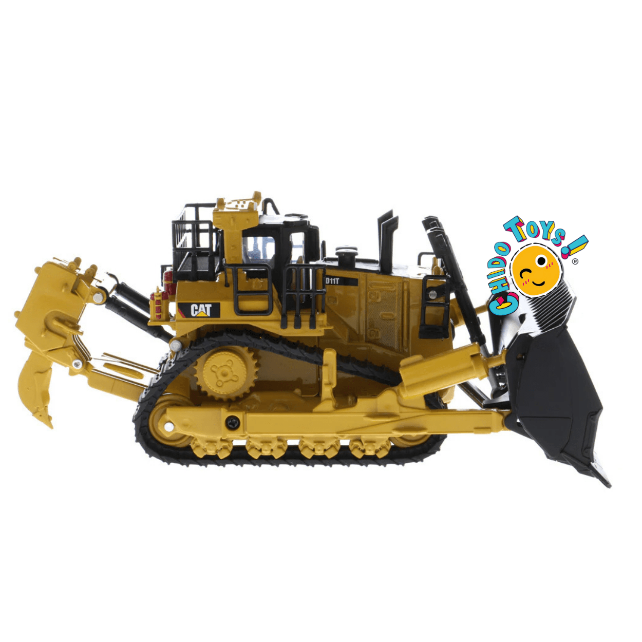 Caterpillar D11T Oficial a Escala 1:64 | Bulldozer de Metal con Accesorios Intercambiables - Chido Toys