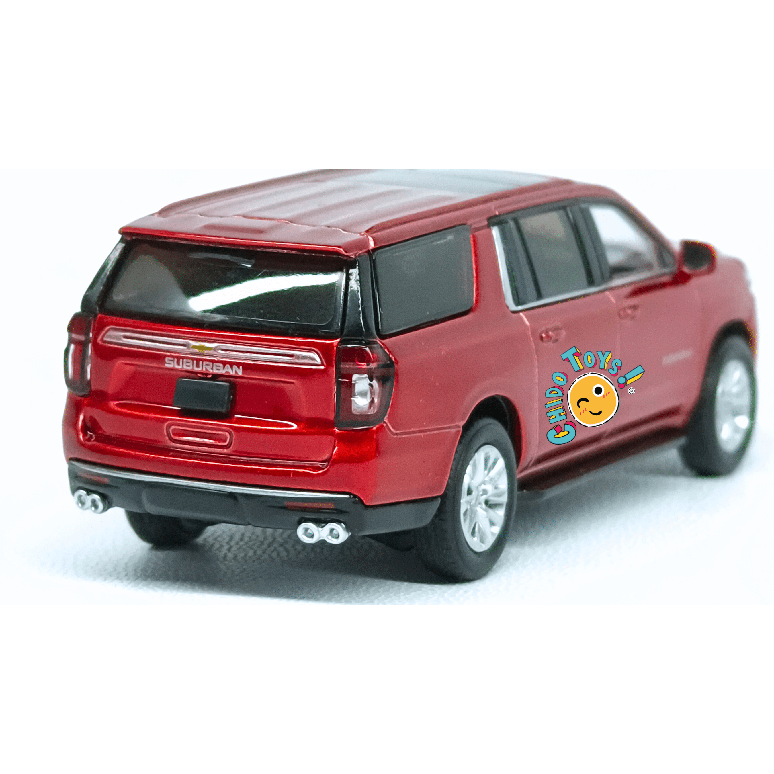 Chevrolet Suburban escala 1:64 rojo metálico diecast detallado - Chido Toys