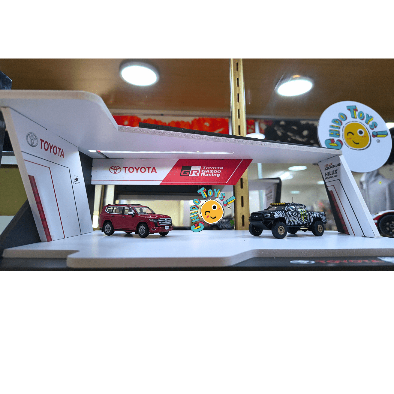 Chido Toys diorama showroom 1:64 con LED 2 AA estilo agencia - Chido Toys
