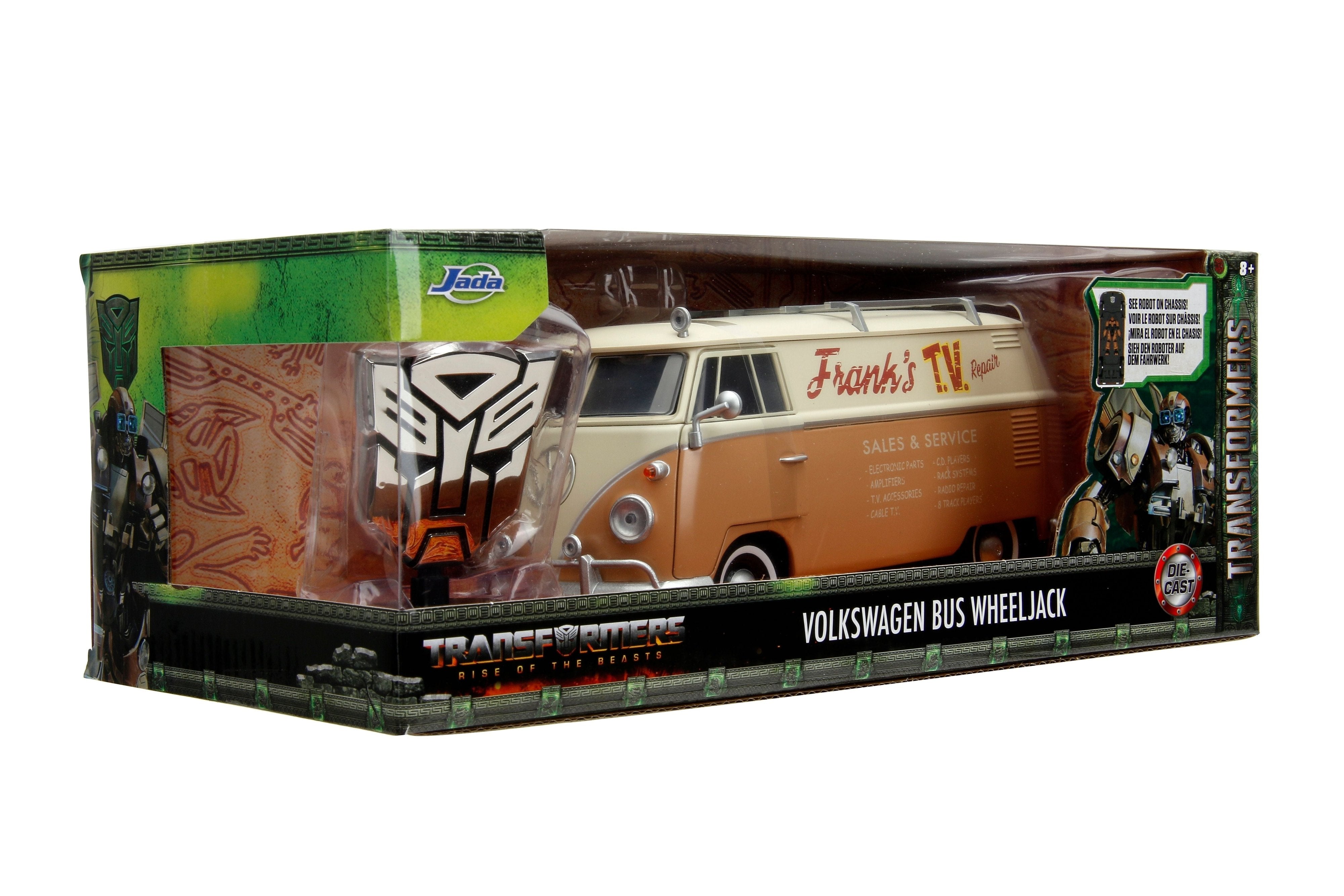 Combi a escala marca Jada, Modelo Volkswagen Bus, Transformers 7 "WHEELJACK" - Chido Toys