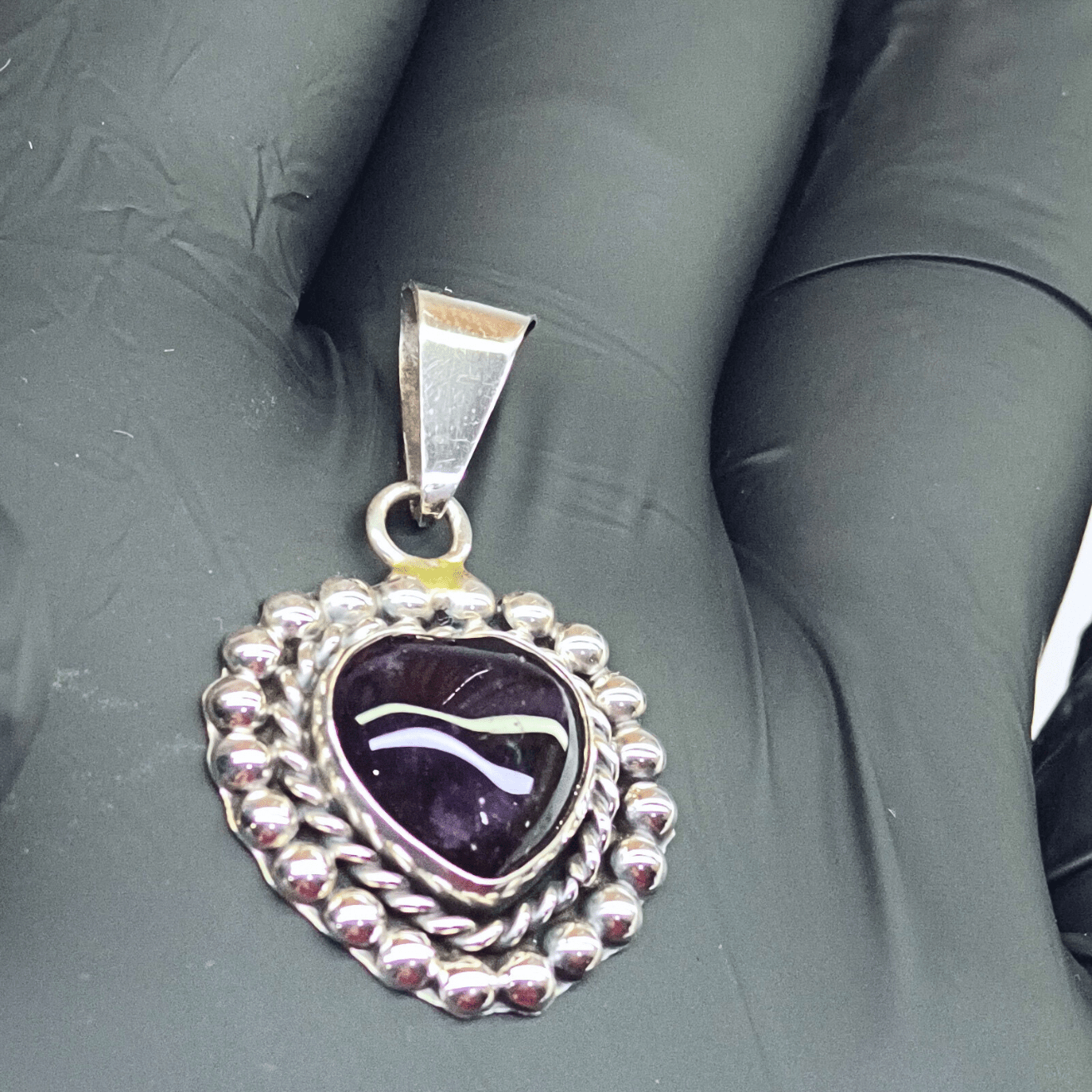 Conjunto Corazón de Plata .925 con Amatista Natural – Hecho en México - Chido Toys