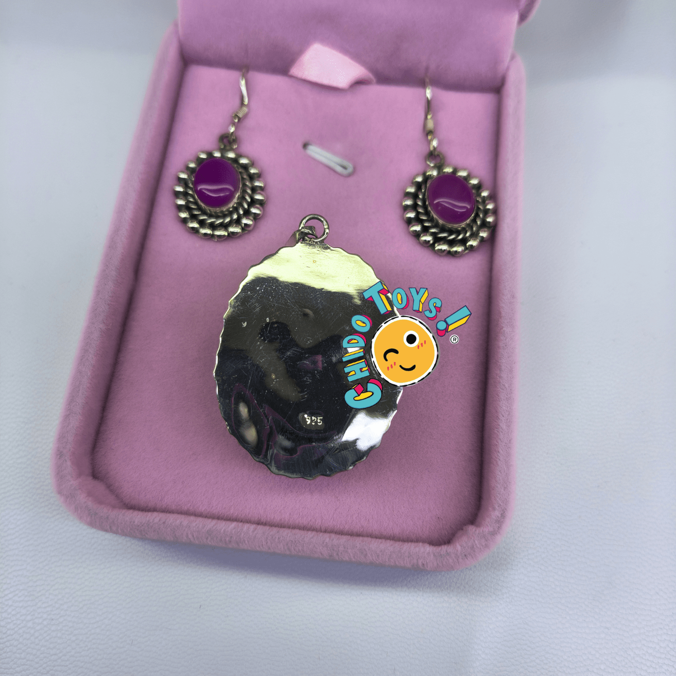 Conjunto de Plata .925 con Ágata Natural – Hecho en México con Estuche Rosa - Chido Toys