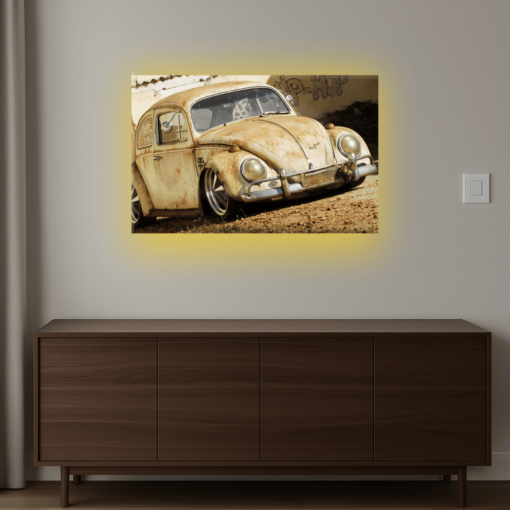 Cuadro Volkswagen Beetle Rat Look en Aluminio con Luz LED - Chido Toys