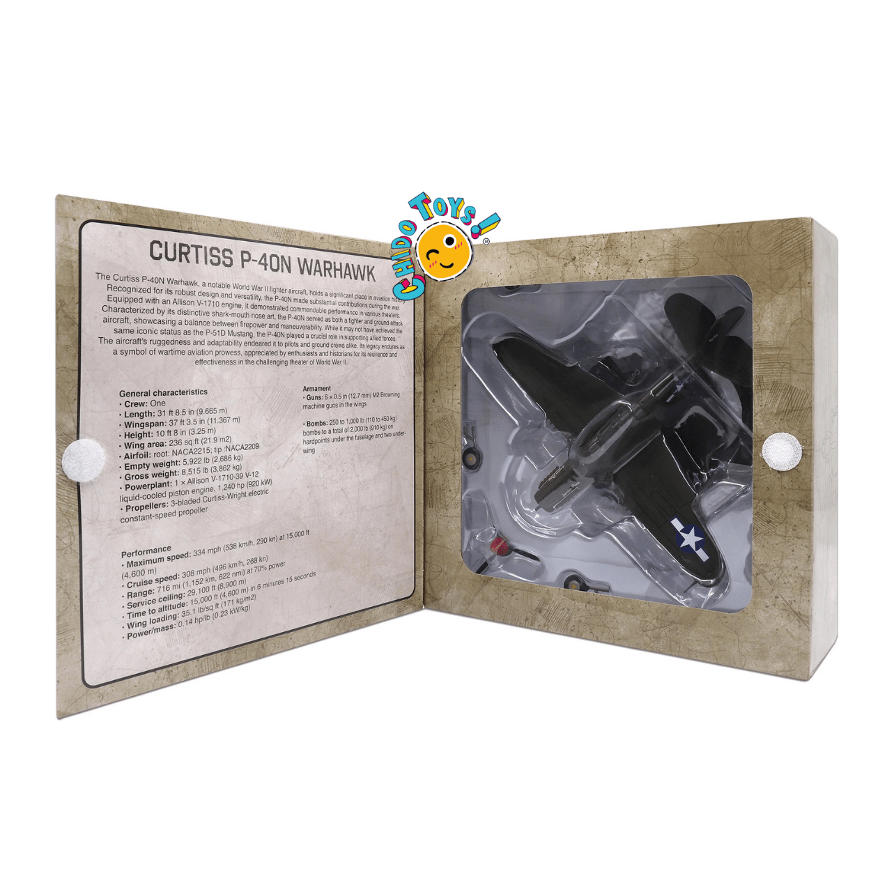 Curtiss P - 40N Warhawk Avión a Escala 1:72 – Diecast Metal - Chido Toys