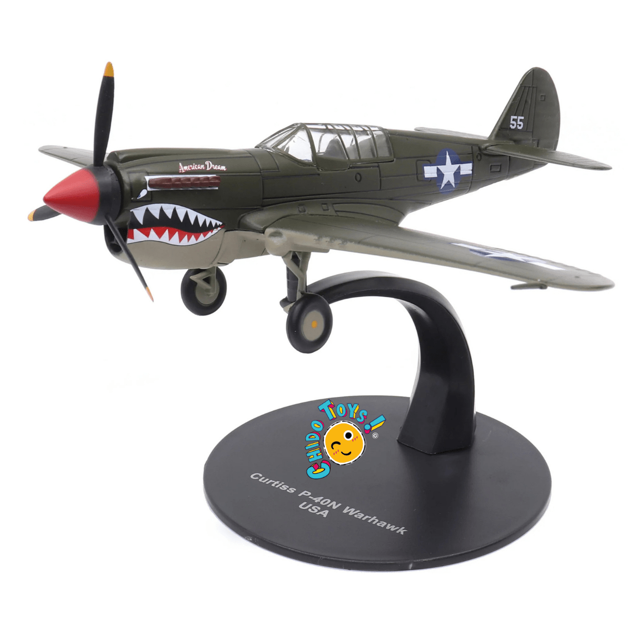 Curtiss P - 40N Warhawk Avión a Escala 1:72 – Diecast Metal - Chido Toys