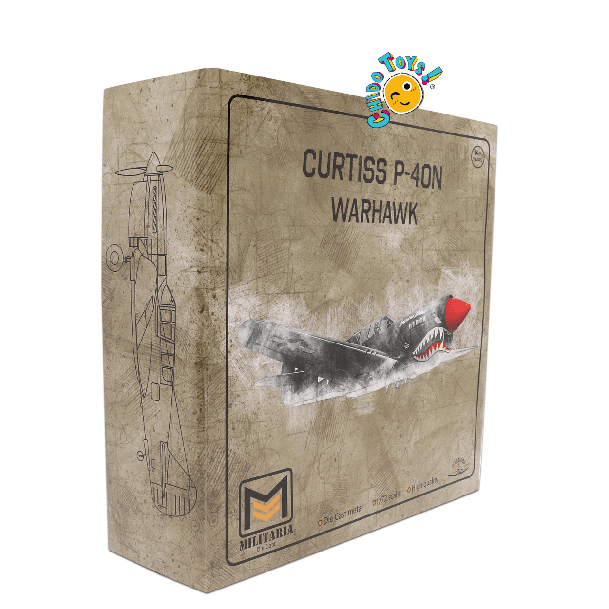 Curtiss P - 40N Warhawk Avión a Escala 1:72 – Diecast Metal - Chido Toys