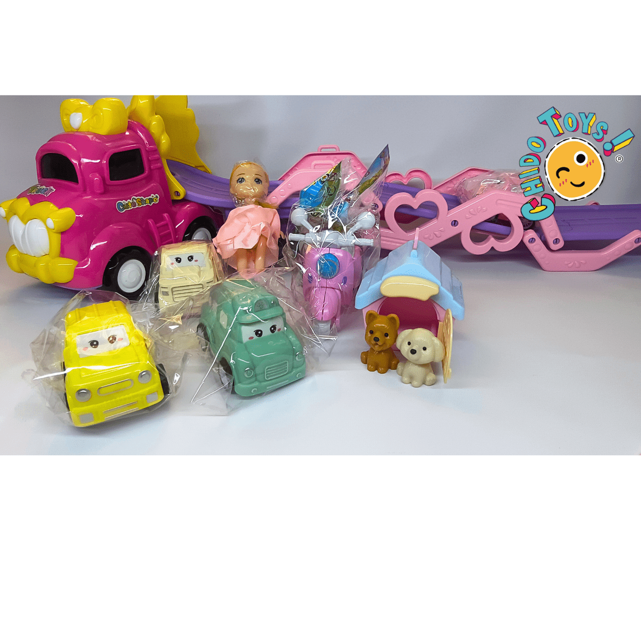 Cute Shape Toy, Truck Toy camión nodriza de 33 cm rosa con luces - Chido Toys