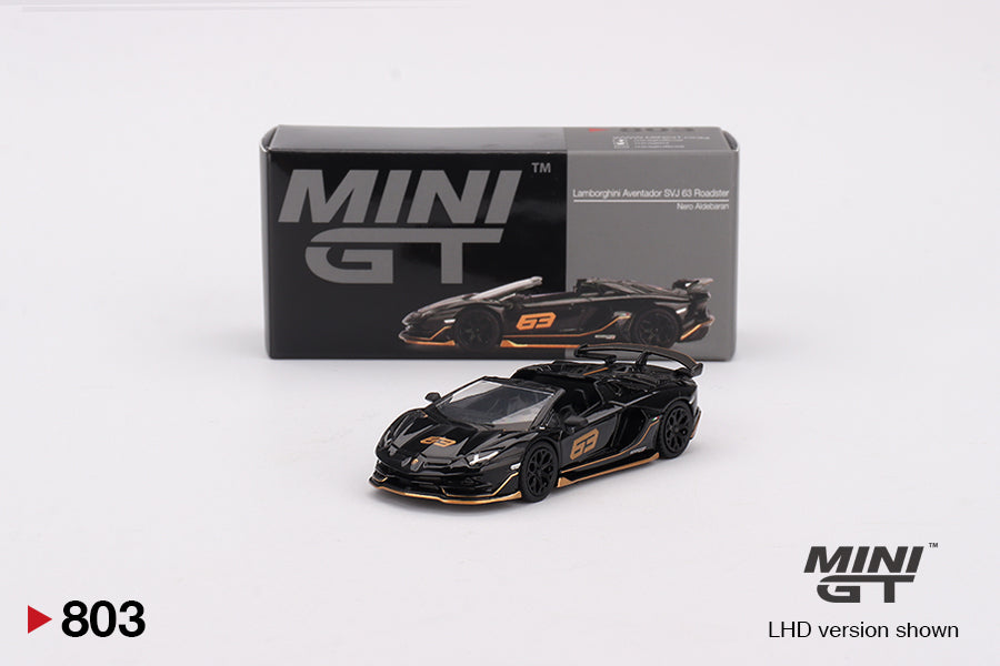 Mini GT Lamborghini Aventador SVJ 63 Roadster 1:64 Nero Aldebaran