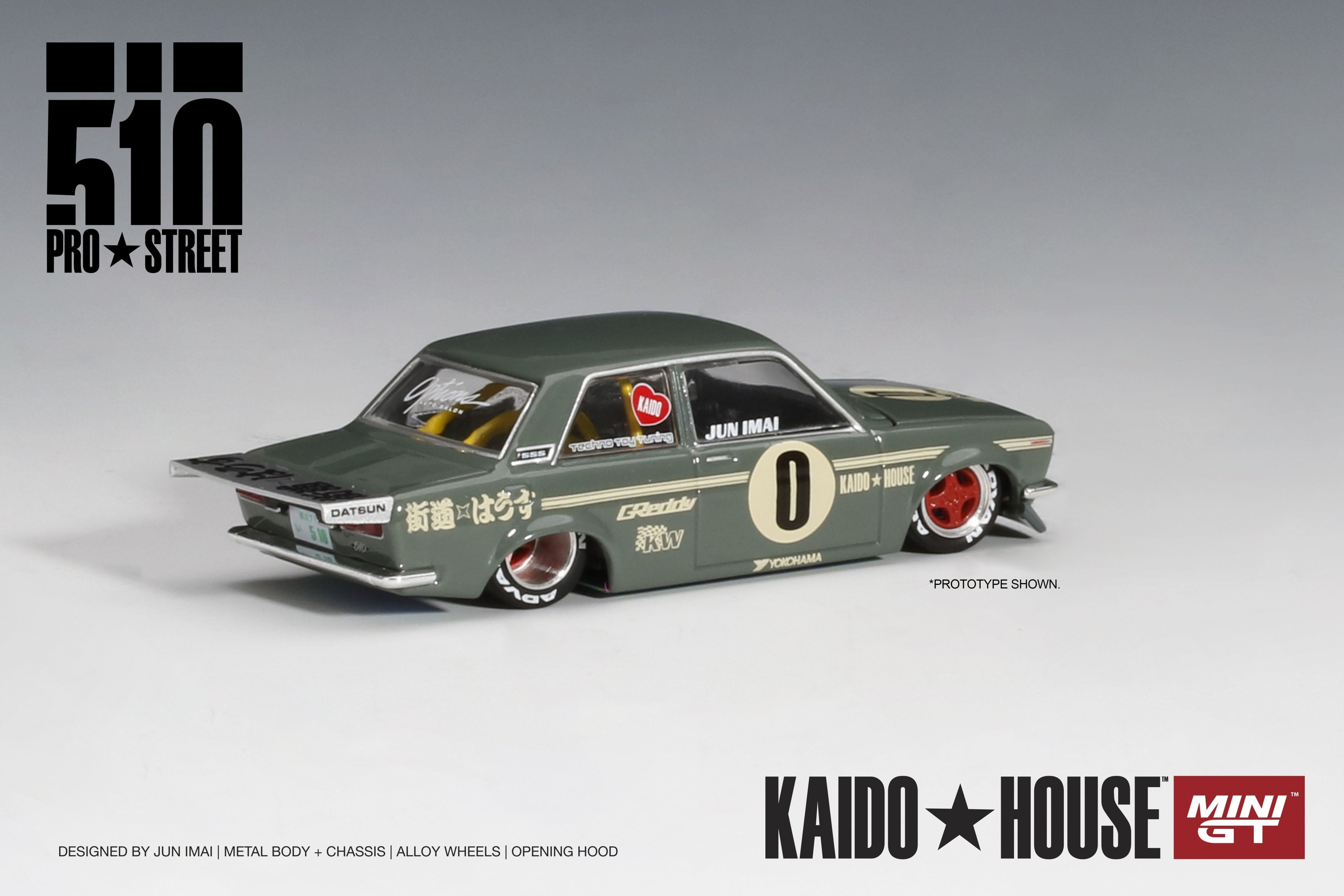 Datsun 510 Pro Street – Kaido House x Mini GT | Primer Modelo de la Marca | Escala 1:64 - Chido Toys