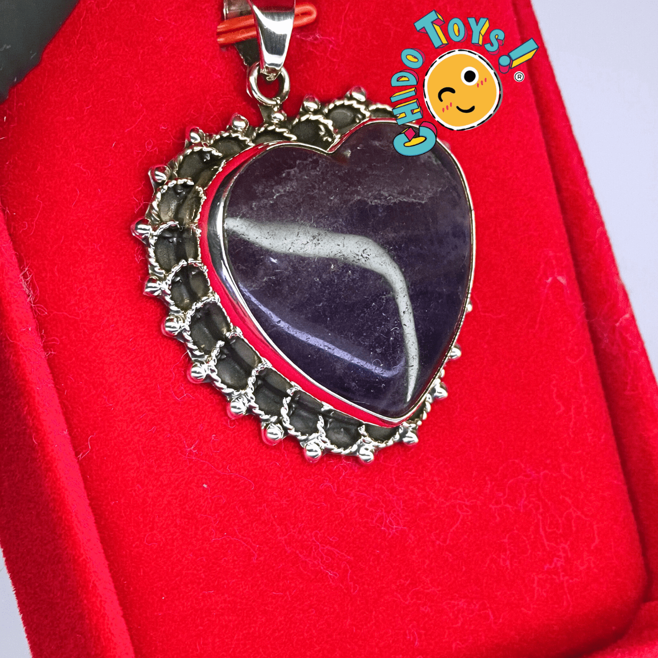 Dije de Corazón con Fluorita Natural en Plata .925 | Hecho en México - Chido Toys