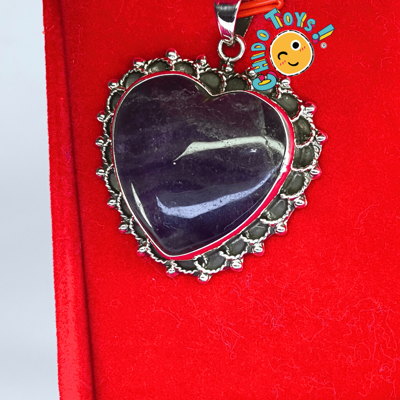 Dije de Corazón con Fluorita Natural en Plata .925 | Hecho en México - Chido Toys