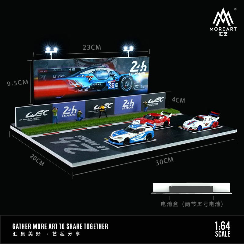 Diorama con iluminación LED, marca MoreArt, Modelo 24h Lemans - Chido Toys