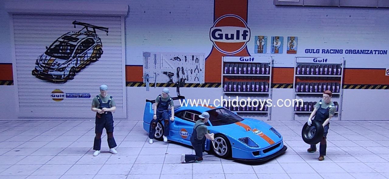 Diorama de estacionamiento con iluminación Led para escalas 1:64, marca MoreArt modelo Gulf - Chido Toys