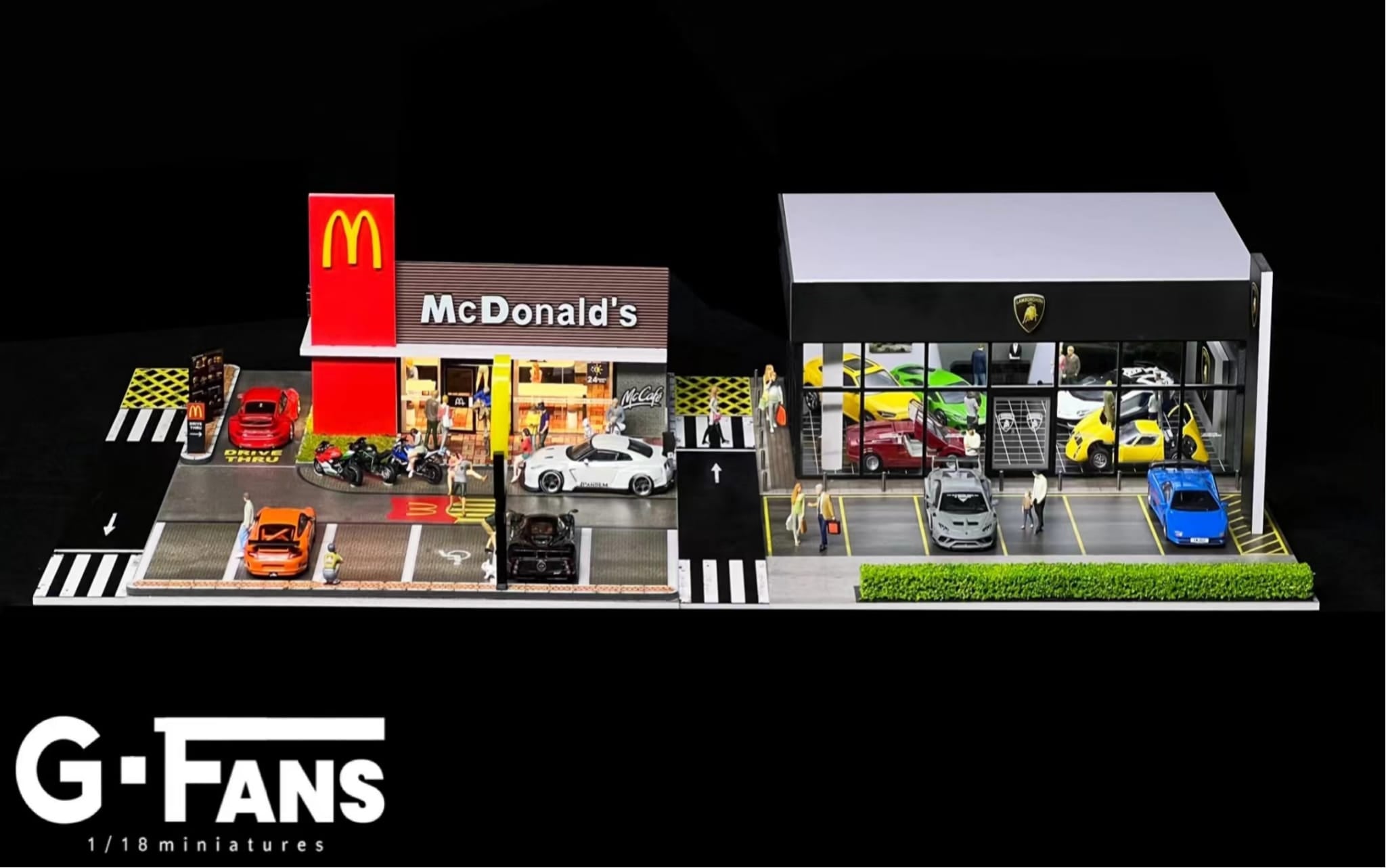 Diorama marca G - Fans modelo McDonald's - Agencia Lambo. - Chido Toys