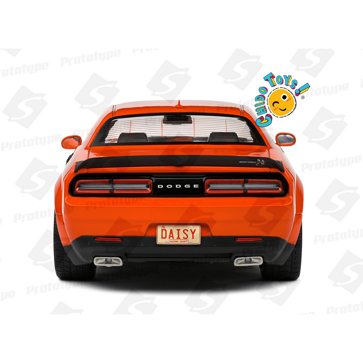 Dodge Challenger R/T Scat Pack Widebody “General Lee Tribute” 1/18 Sólido - Chido Toys