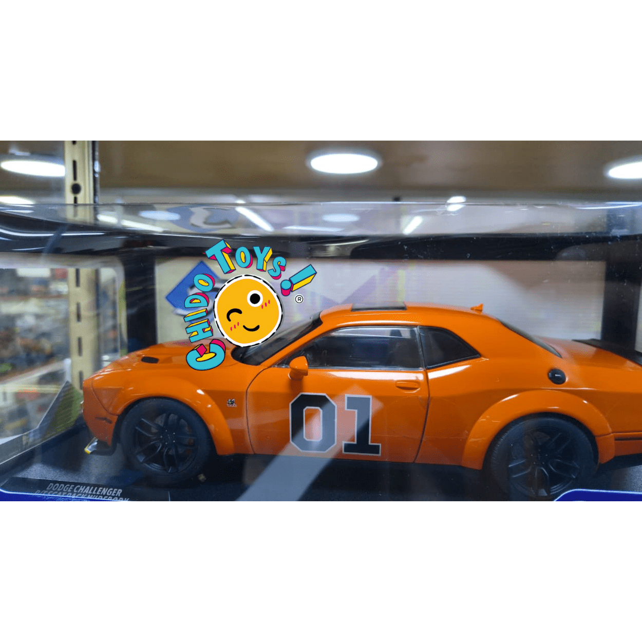 Dodge Challenger R/T Scat Pack Widebody “General Lee Tribute” 1/18 Sólido - Chido Toys