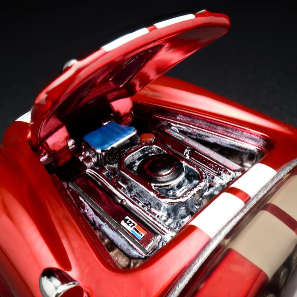 Hot Wheels RLC 1965 Shelby Cobra 427 S/C 1:64 Spectraflame Red con cofre abatible