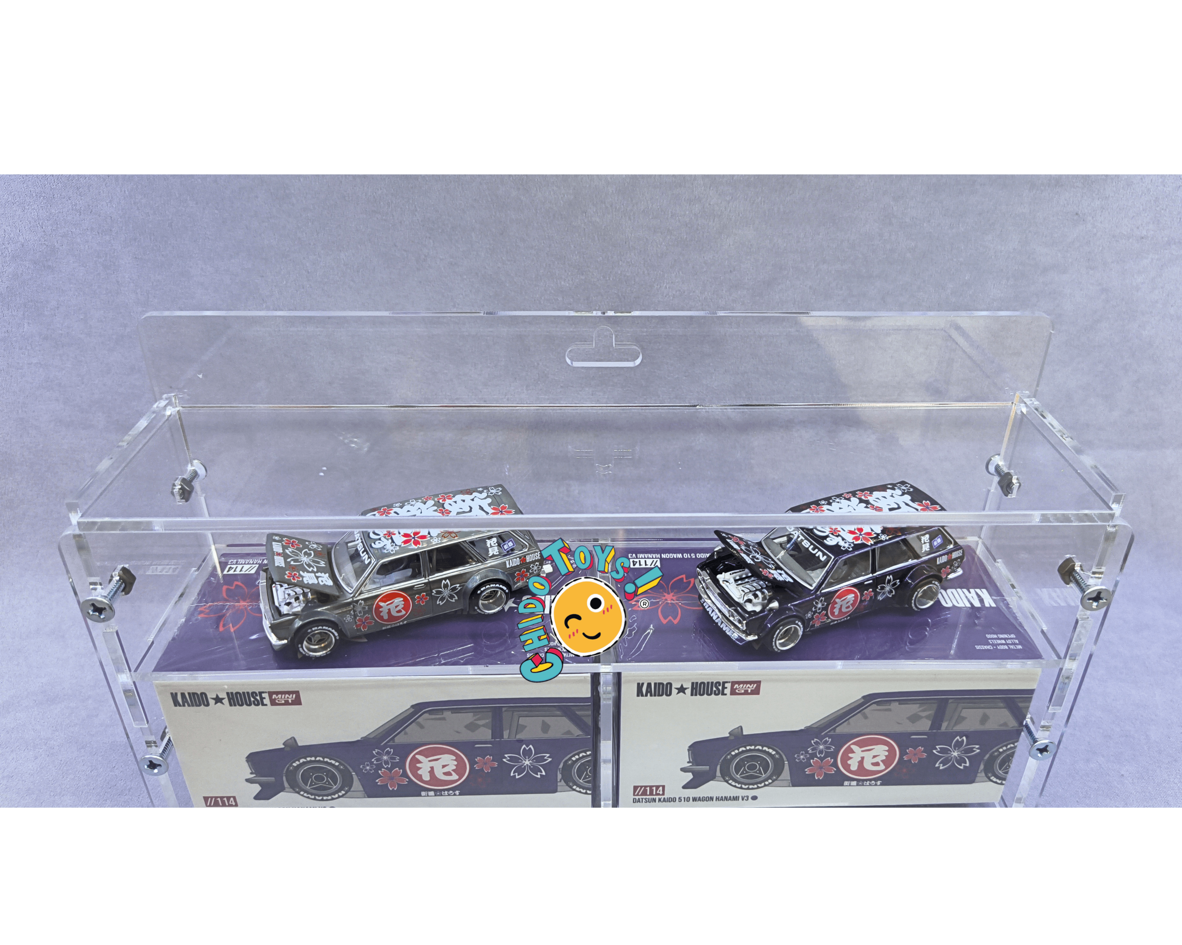 Exhibidor Acrílico para 2 Kaido House 1:64 Colgable a Pared - Chido Toys