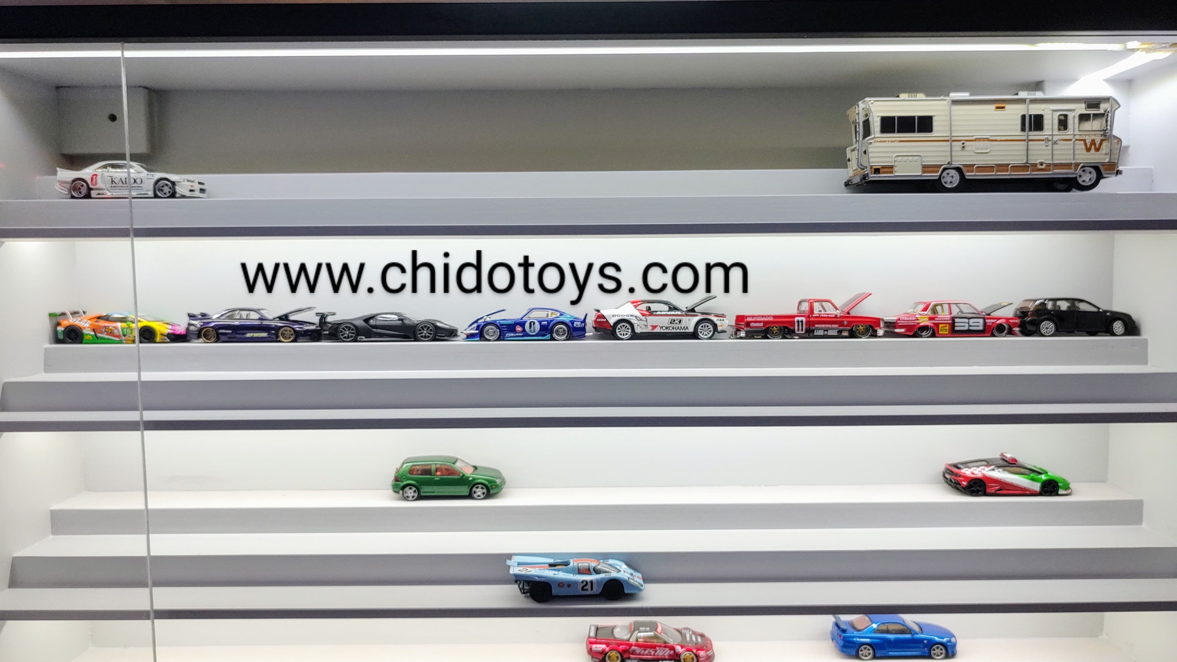 Exhibidor con iluminación LED con capacidad para 120 piezas - Chido Toys