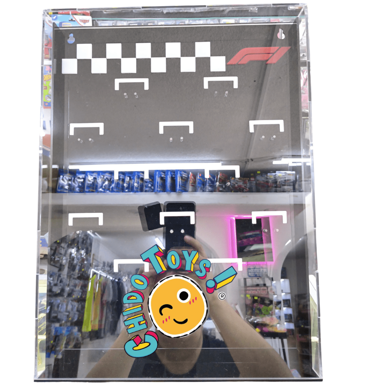 Exhibidor F1 para Autos a Escala 1/64 con Tapa Frontal Desmontable – Chido Toys - Chido Toys