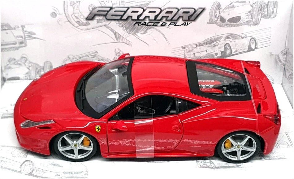 Ferrari 458 Italia Rojo a Escala 1:24 Bburago – Puertas Abatibles y Detalles Realistas - Chido Toys