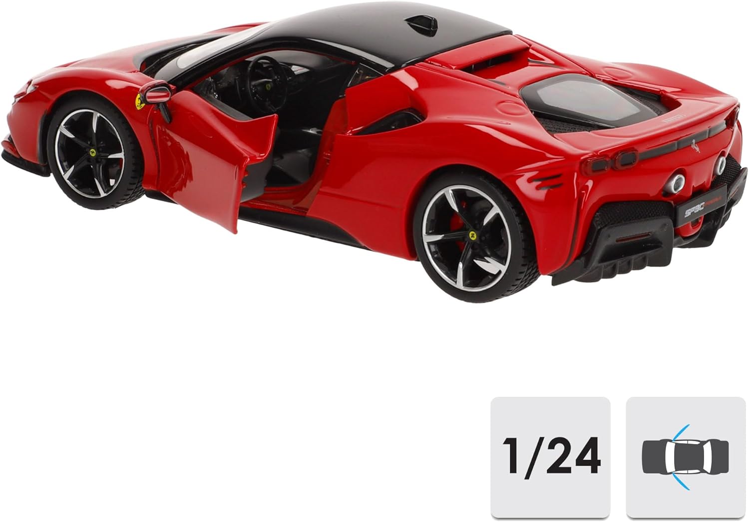 Ferrari SF90 Stradale – Bburago 1:24 | Race & Play Die - Cast Rojo - Chido Toys