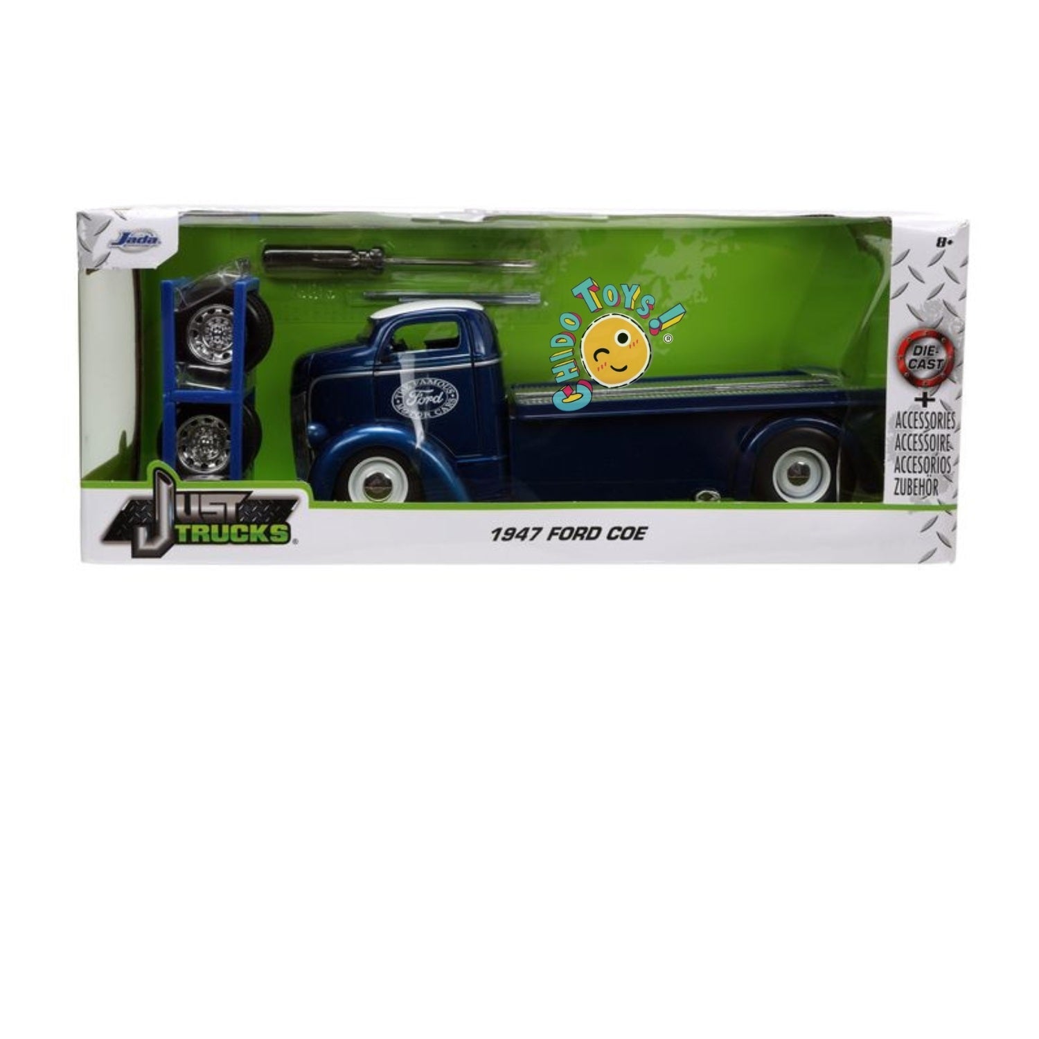 Ford COE 1947 Flatbed 1:24 de Jada - Versatilidad y Detalle para Regalo o Colección - Chido Toys