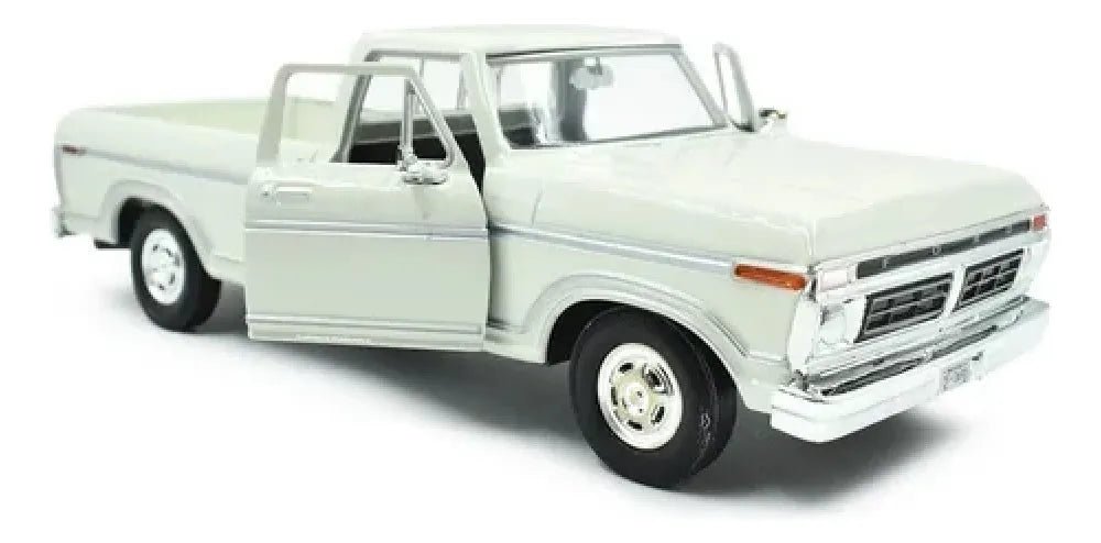 Ford F - 150 1977 Custom blanca 1:24 Motormax Timeless Legends die - cast - Chido Toys