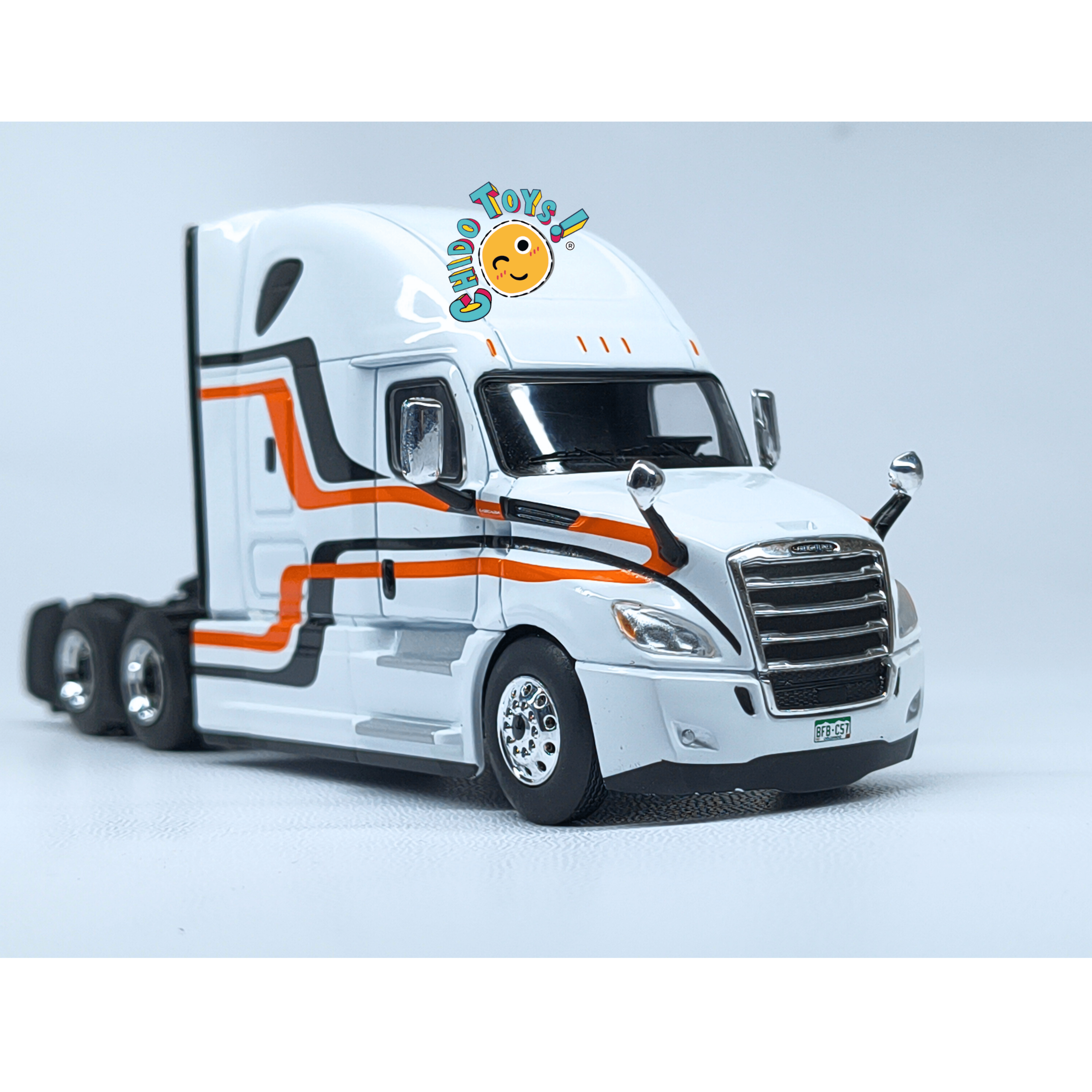 Freightliner Cascadia 2018 iXO Models 1:64 blanco con gráficos - Chido Toys