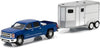 GreenLight Chevrolet Silverado 1500 2015 con Horse Trailer 1:64 azul Hitch & Tow - Chido Toys