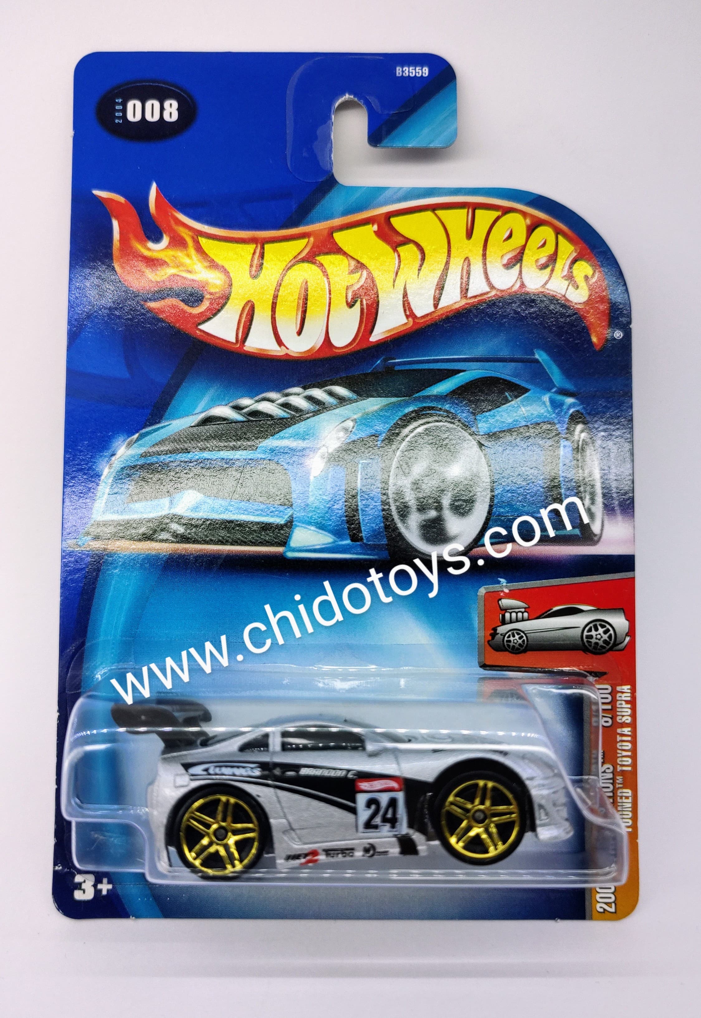 Hot Wheels Básico, Modelo Toyota Supra Tooned Primera Edición 2004, 8/100 - Chido Toys