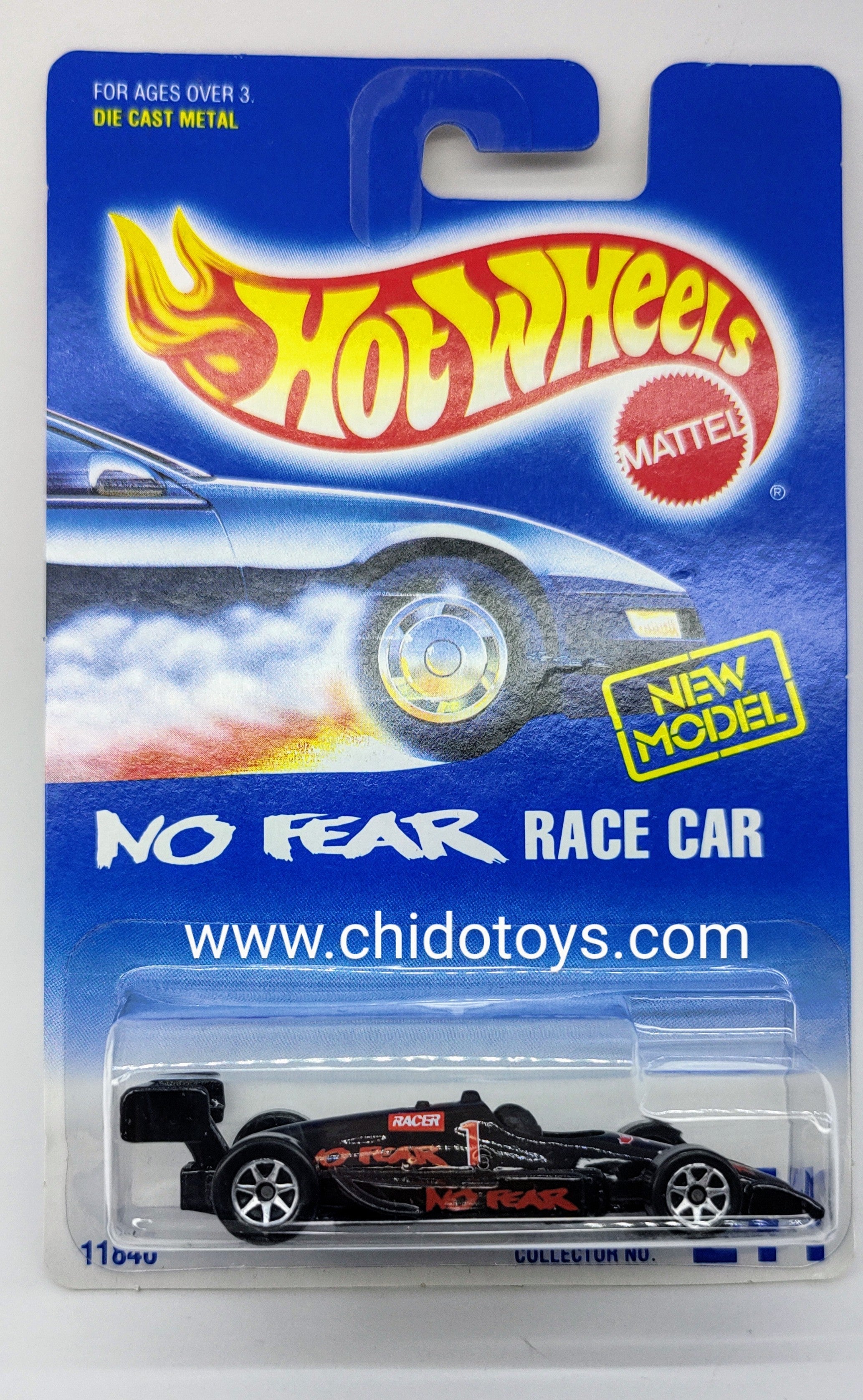 Hot Wheels Básico, Primera Edición del año 1991 #244, No Fear Race Car - Chido Toys