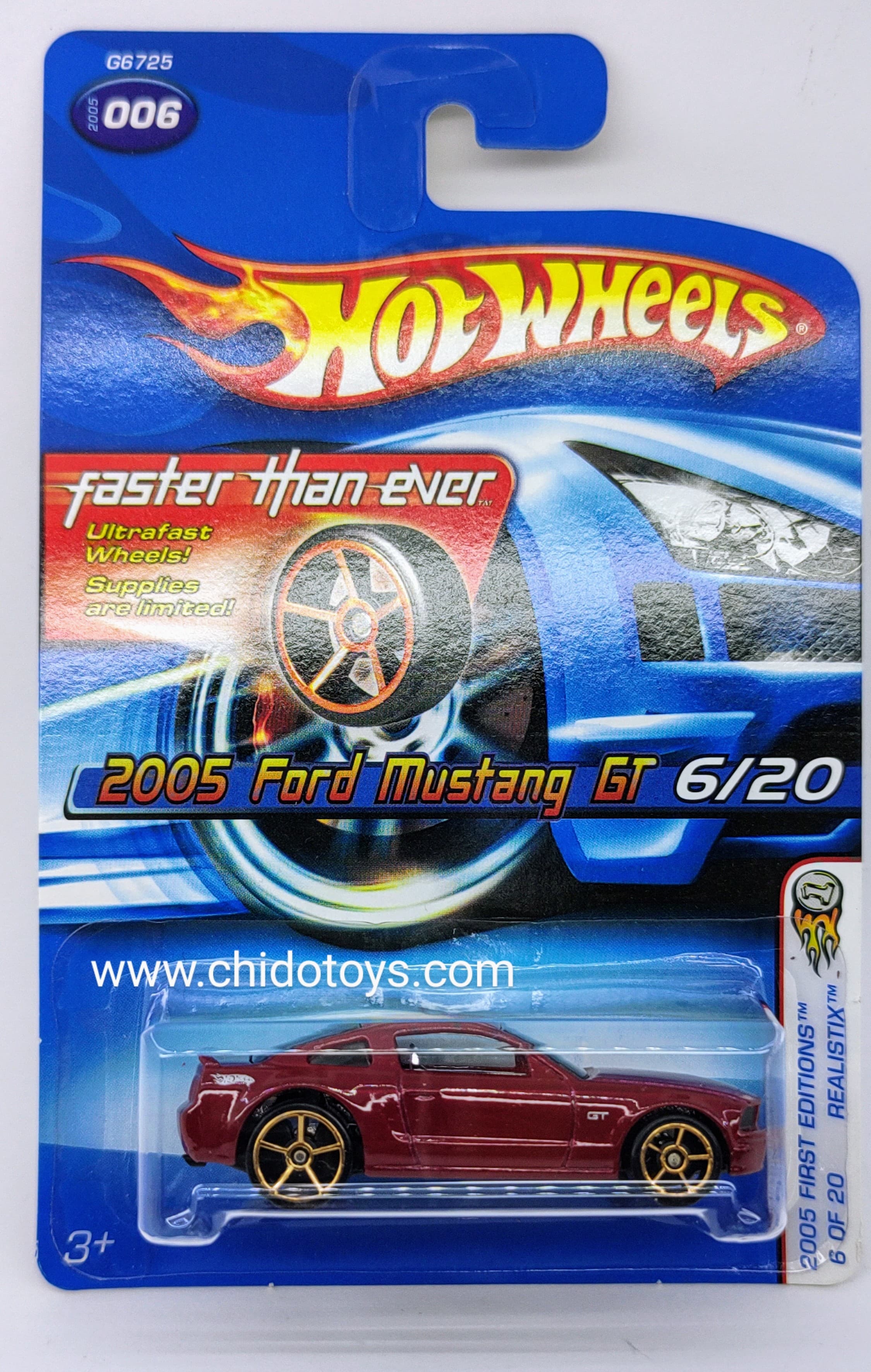 Hot Wheels Básico, Primera Edición del año 2005 (06/20) Ford Mustang GT - Chido Toys