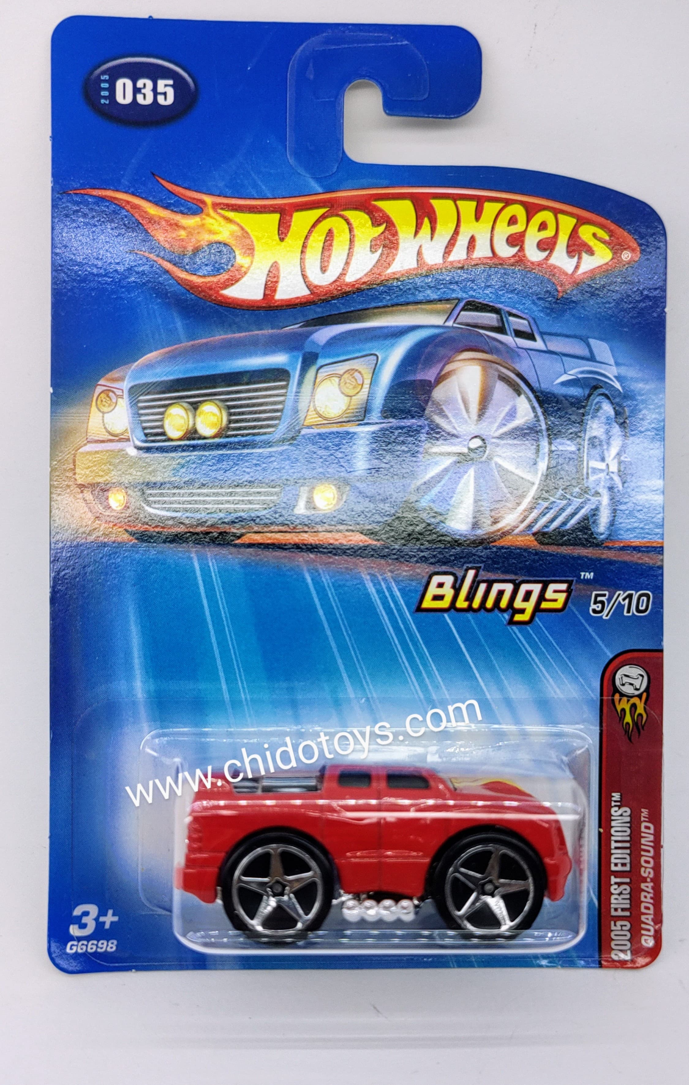 Hot Wheels Básico, Primera Edición del año 2005 Bling 5/10 Quadra Sound - Chido Toys