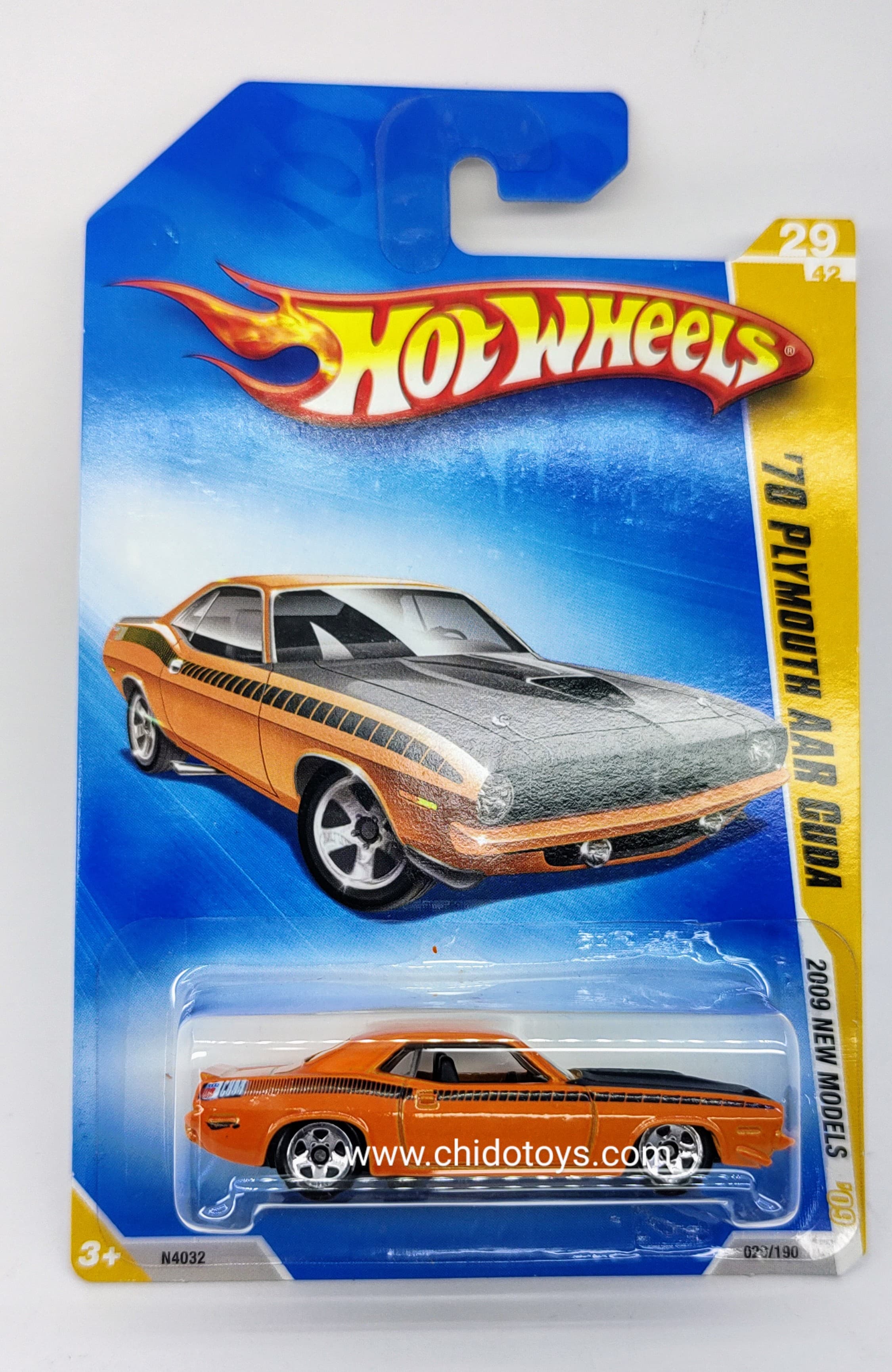 Hot Wheels Básico, Primera Edición del año 2009 /029/190) Plymounth AAR Cuda 1970 - Chido Toys