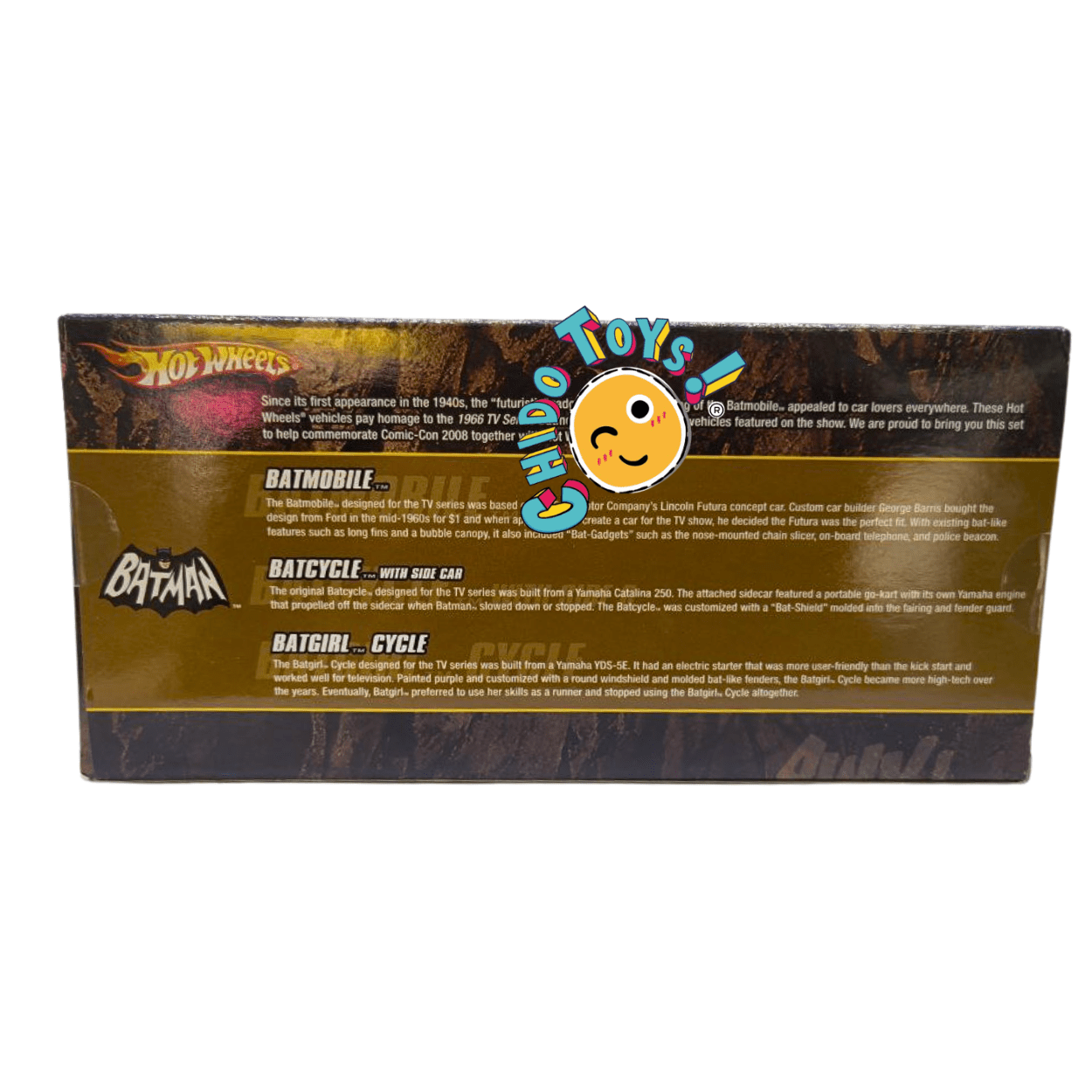 Hot Wheels Batman 1966 TV Series Set Comic - Con 2008 – Batmobile, Batcycle & Batgirl Cycle - Chido Toys