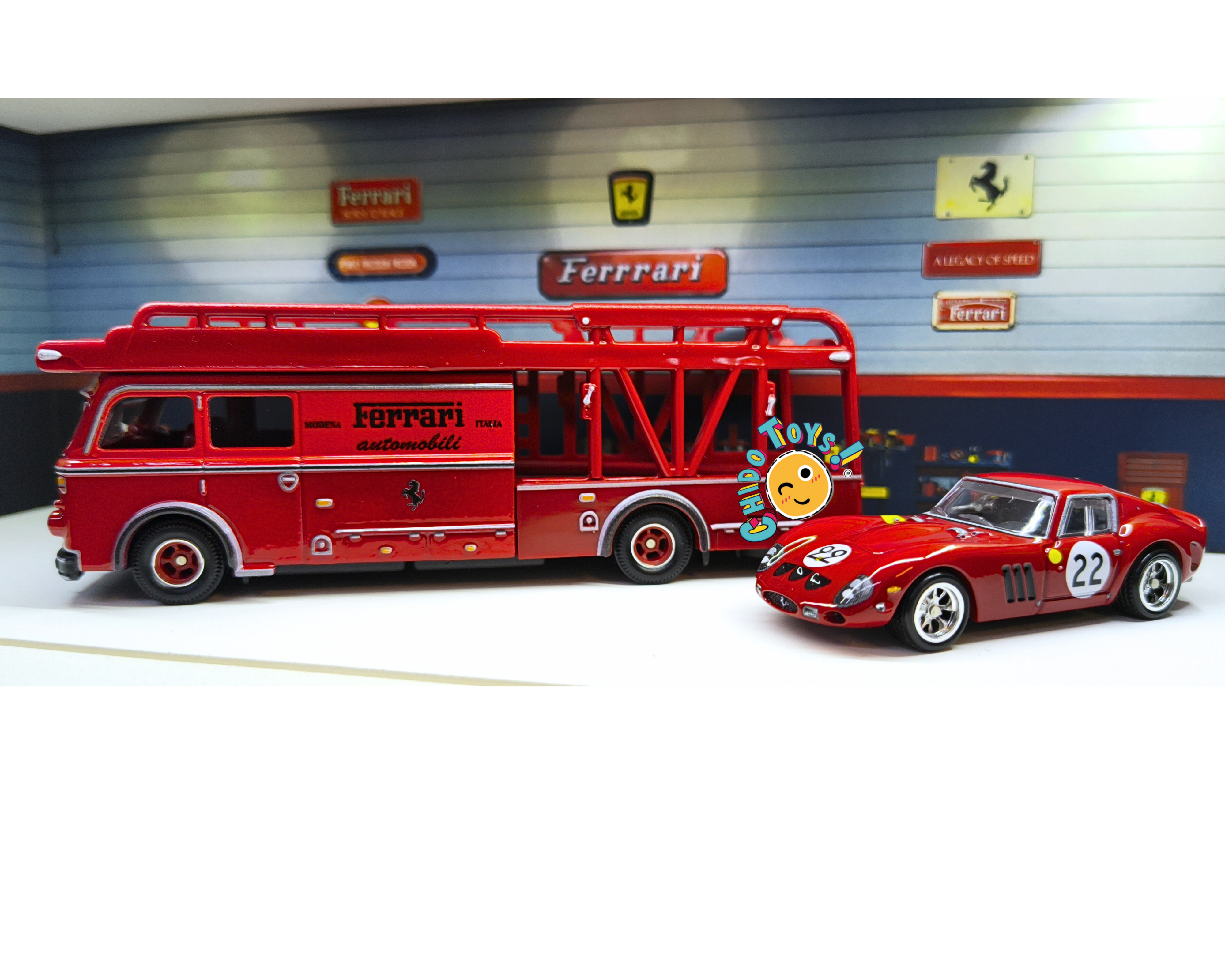 Hot Wheels Ferrari 250 GTO Team Transport 1:64 - Chido Toys