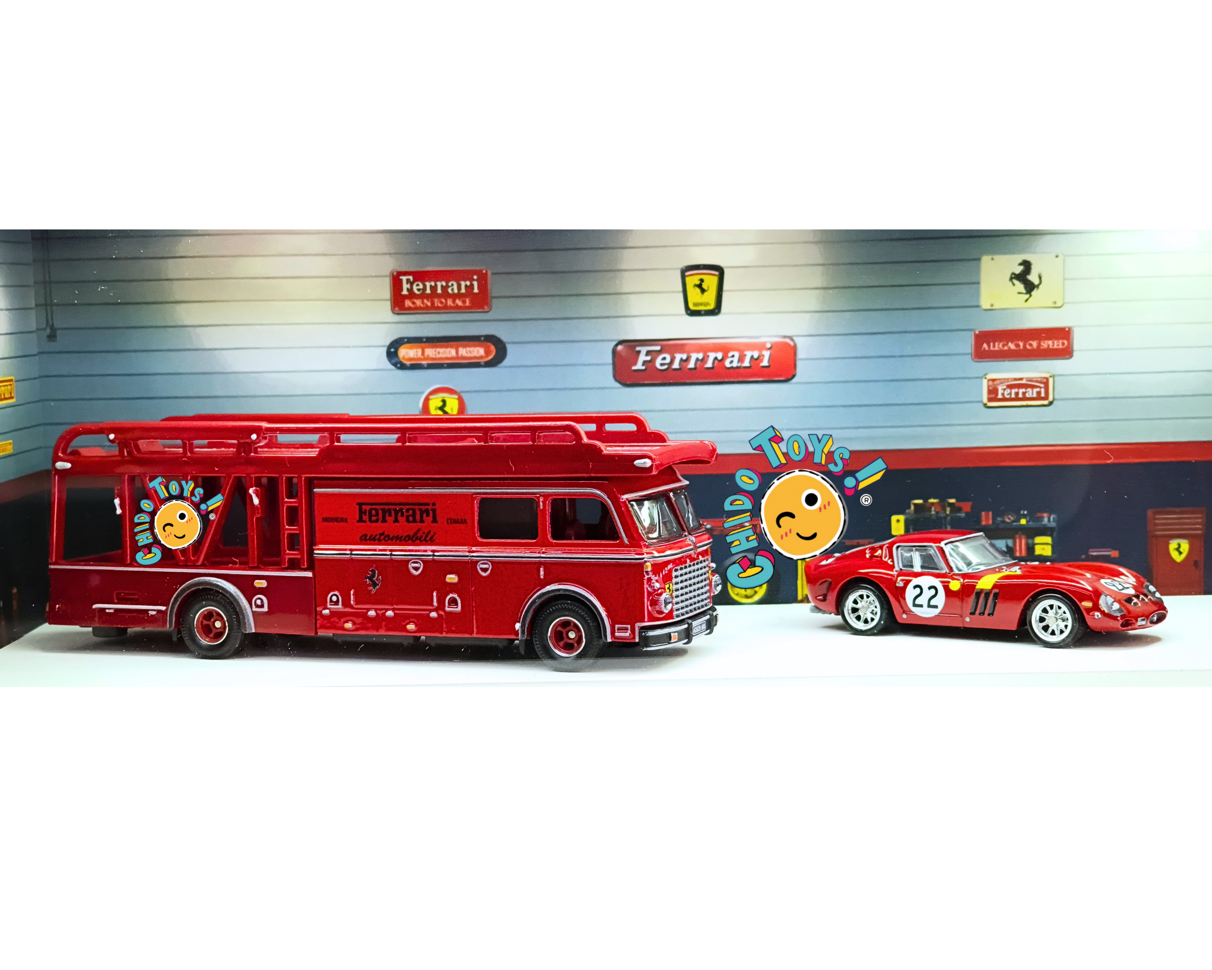 Hot Wheels Ferrari 250 GTO Team Transport 1:64 - Chido Toys