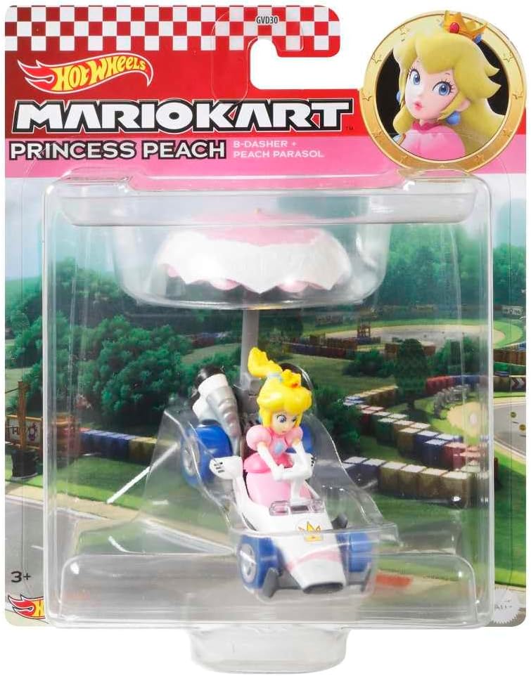 Hot Wheels Mario Kart Princess Peach B - Dasher + Peach Parasol 1:64 aprox | Licencia oficial Nintendo | Chido Toys - Chido Toys