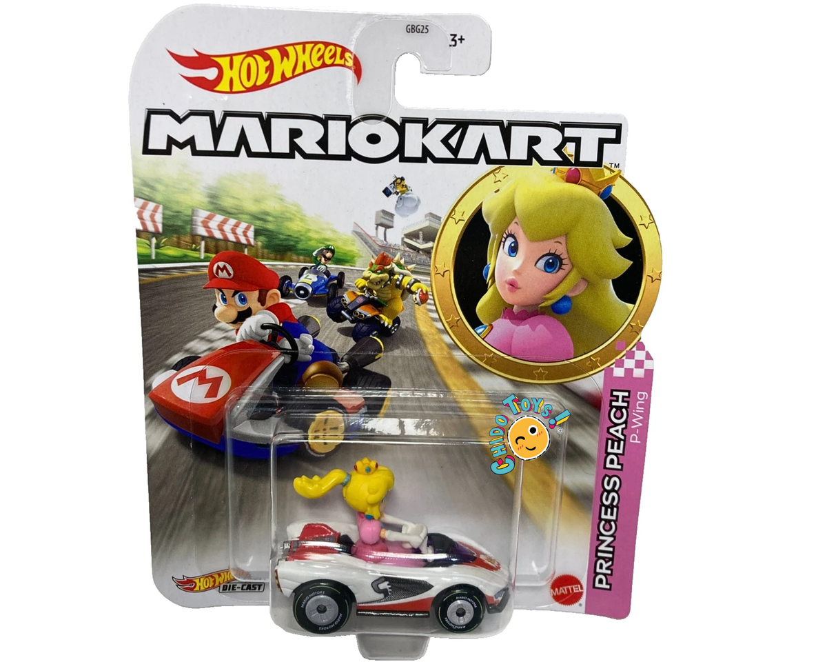 Hot Wheels Mario Kart Princess Peach P-Wing 1:64 blanco rosa – Chido Toys