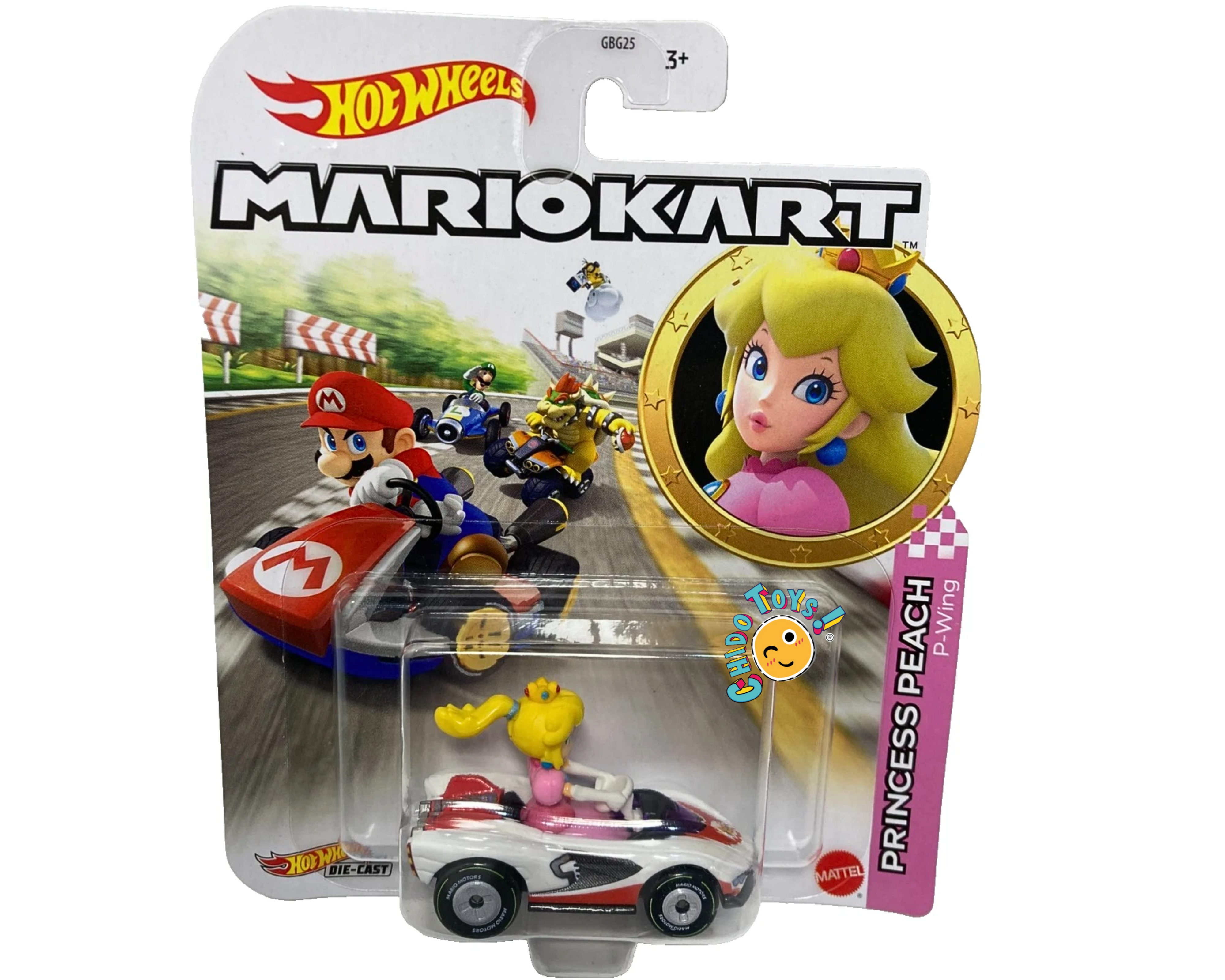 Hot Wheels Mario Kart Princess Peach P - Wing 1:64 blanco rosa - Chido Toys