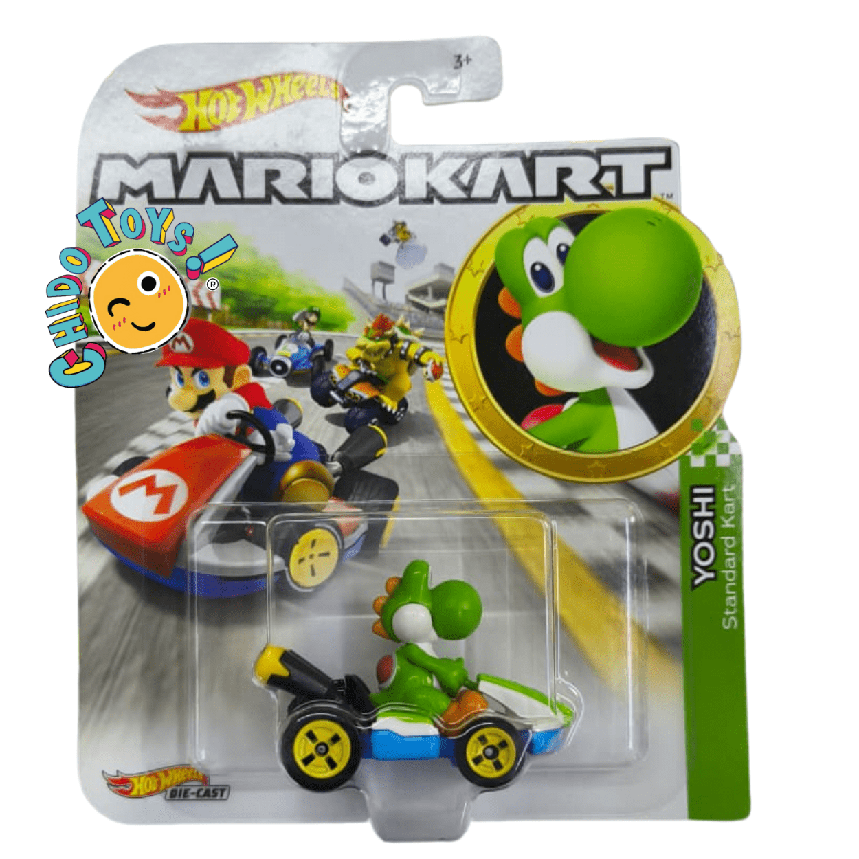 Hot Wheels Mario Kart Standard Kart – Colección Personajes (Mario, Luigi, Yoshi, Peach, Donkey Kong, Wario, Koopa Troopa) - Chido Toys