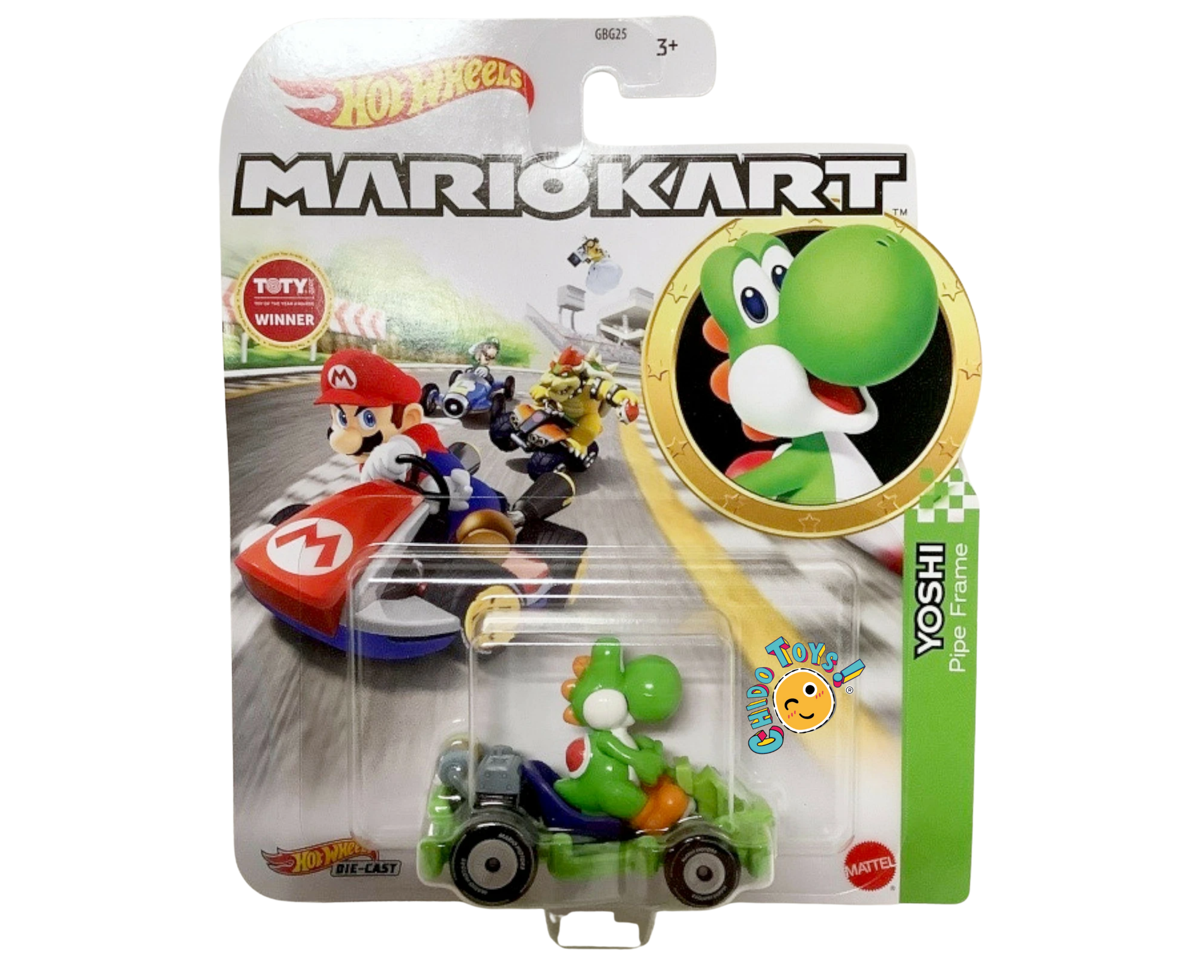 Hot Wheels Mario Kart Yoshi Pipe Frame 1:64 verde - Chido Toys