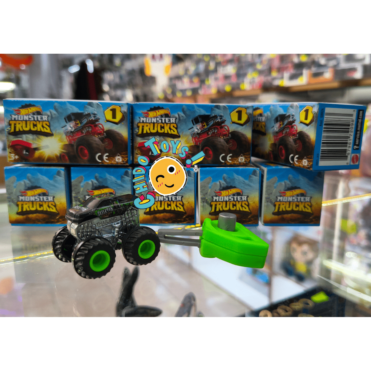 Hot Wheels Monster Trucks Minis 2018 S1 mini con lanzador verde - Chido Toys