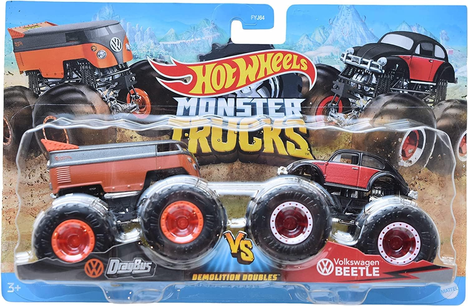 Hot Wheels Monster Trucks VW Drag Bus vs Beetle 1:64 - Chido Toys