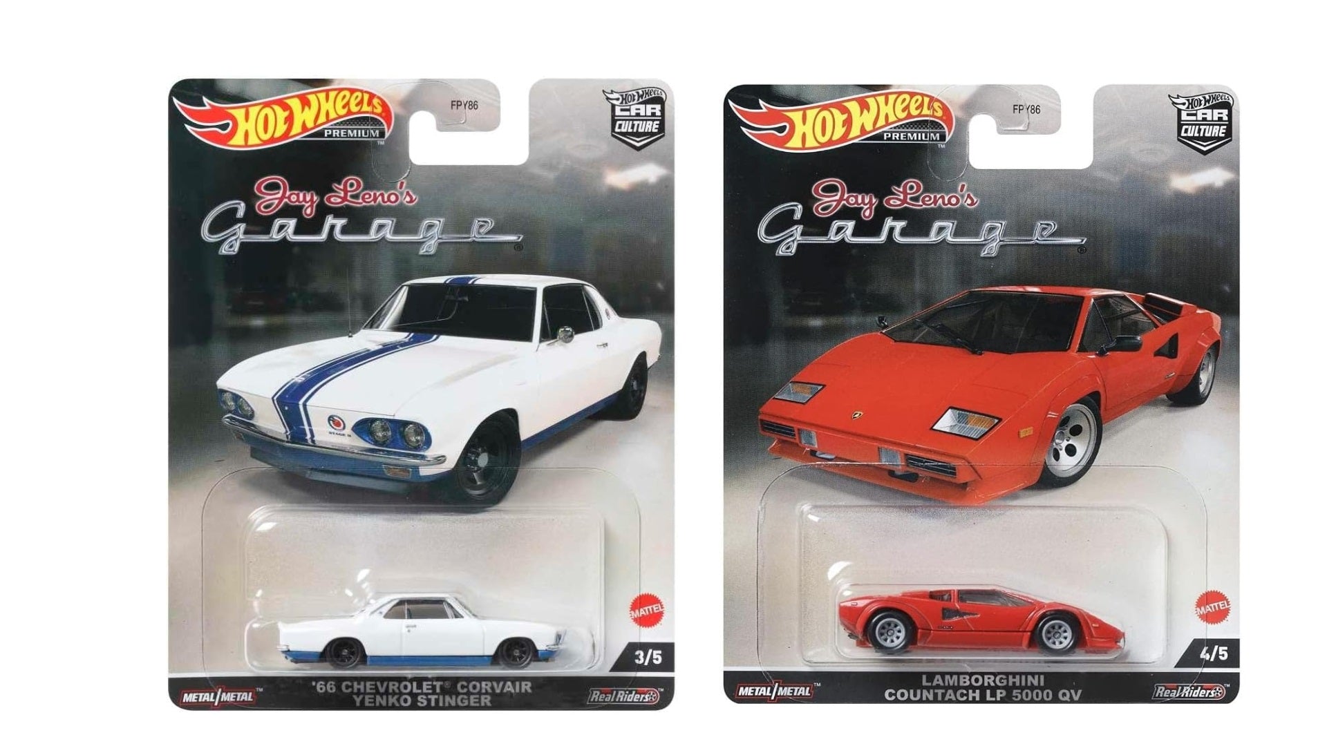 Hot Wheels Premium, Pareja Lamborghini Countach LP 500 QV & Yenko Stinger - Chido Toys