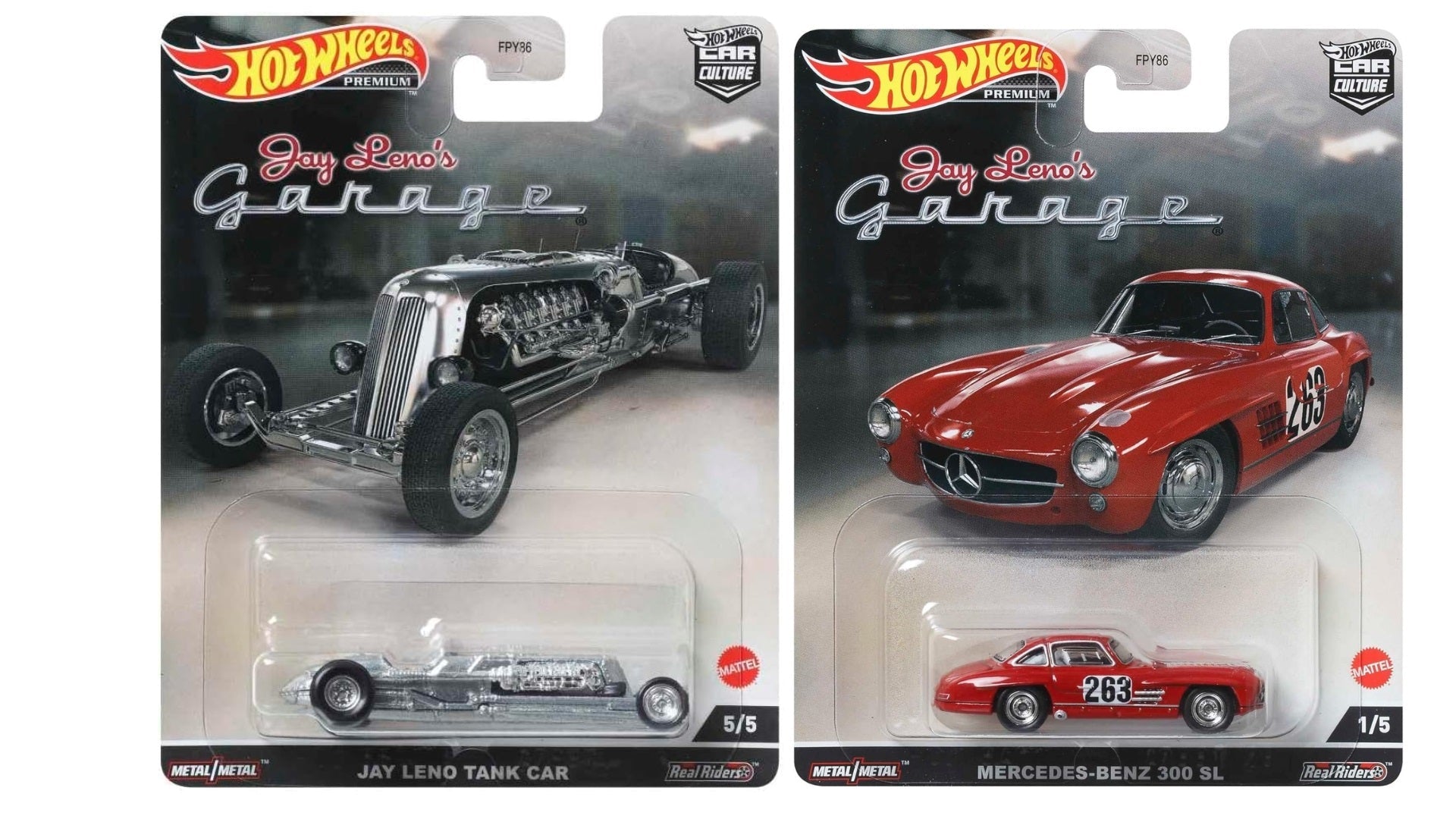 Hot Wheels Premium, Pareja Mercedes Benz 300 SL & Jay Leno Tank Car - Chido Toys