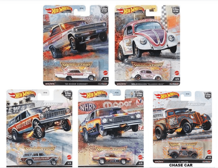 Hot Wheels Premium, Serie DragStrip con Chase - Chido Toys