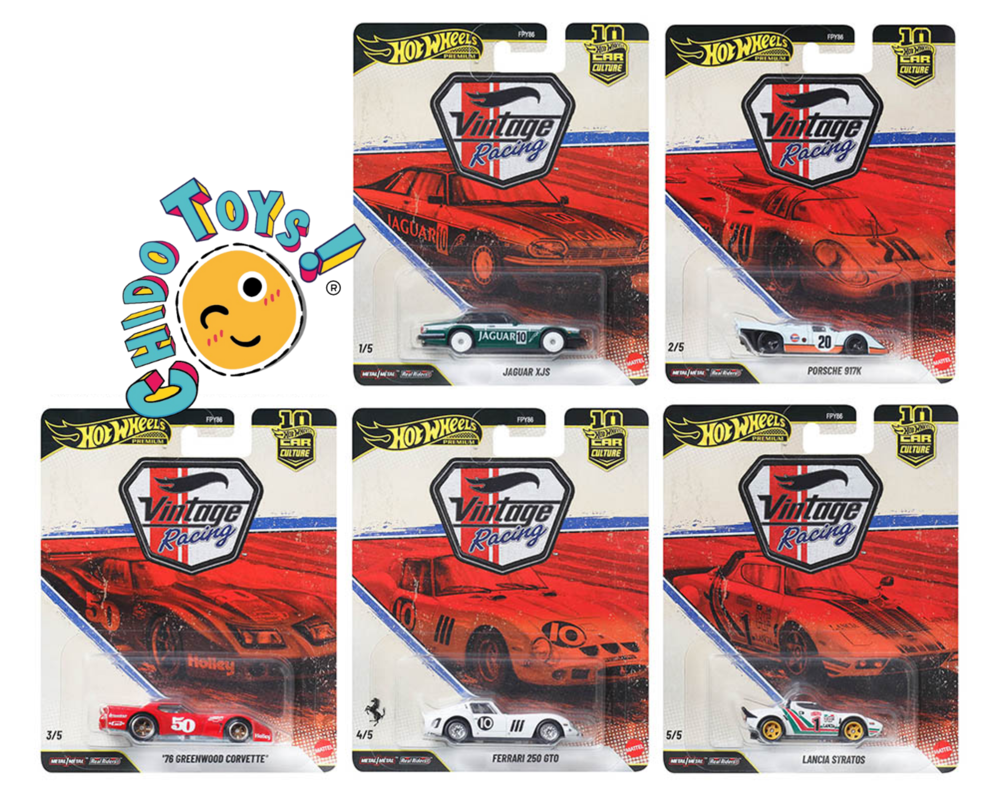 Hot Wheels Premium Vintage Racing Set Completo 5 Autos Car Culture - Chido Toys
